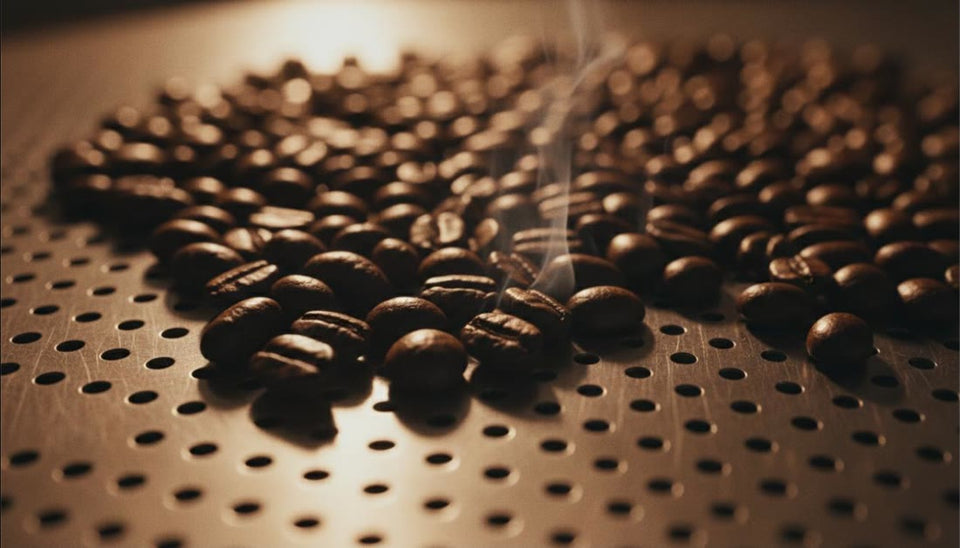 Roasted beans on the cooling tray